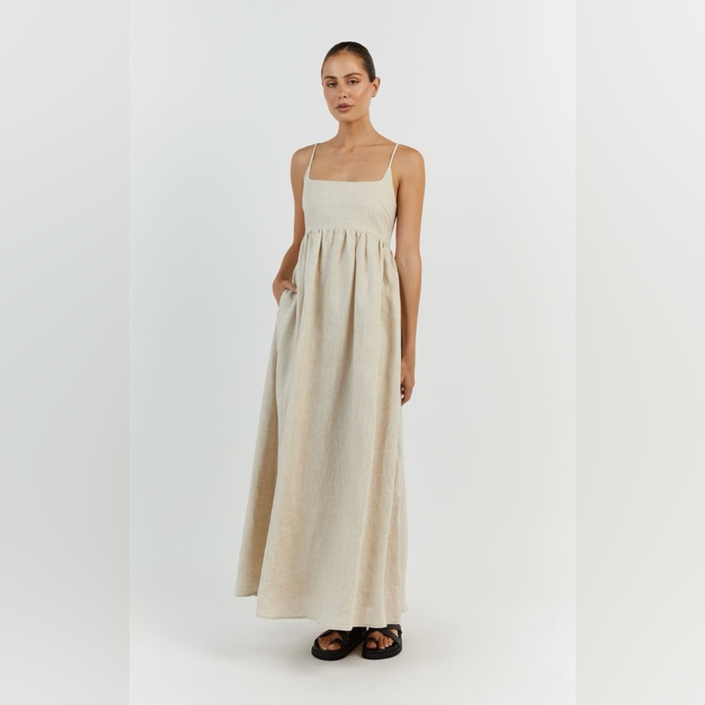 DISSH Sunny Natural Linen Midi Dress Size 4